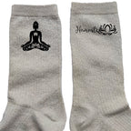 Chaussettes paillettes crème motif bouddha namaste