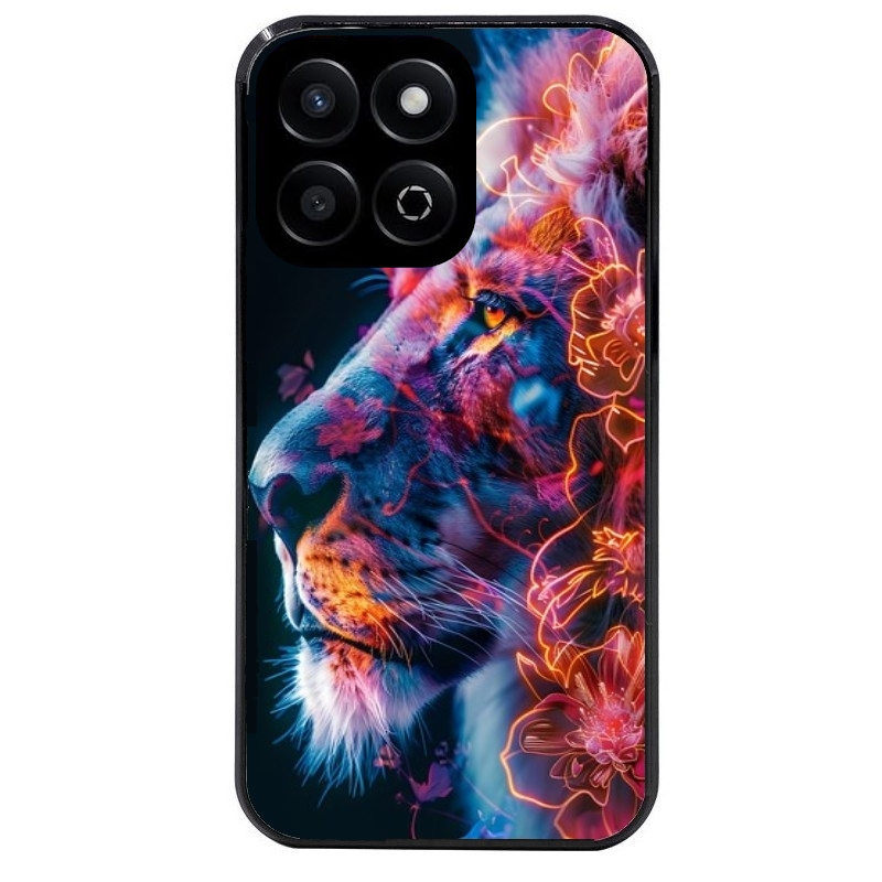 Coque noire taperso pour Honor 70 LITE 90 et LITE avec motif lion fluo protection antichoc personnalisée