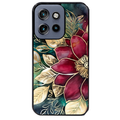 Coque noire taperso pour Moto Edge 60 et Neo Fusion Pro avec motif fleur poinsettia style noel protection antichoc personnalisée