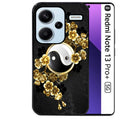 Coque noire taperso pour Redmi Note 13 PRO PLUS 5G avec motif yin yang et fleur protection antichoc personnalisée