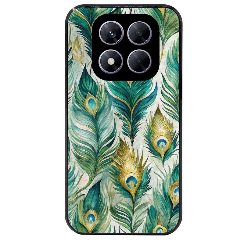 Coque noire taperso pour Redmi Note 14 et PRO PLUS 4G 5G avec motif paon plumes protection antichoc personnalisée