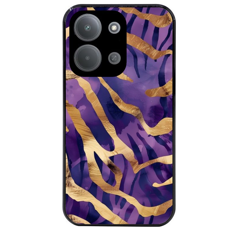 Coque noire taperso pour POCO C85 avec motif zebre violet protection antichoc personnalisée