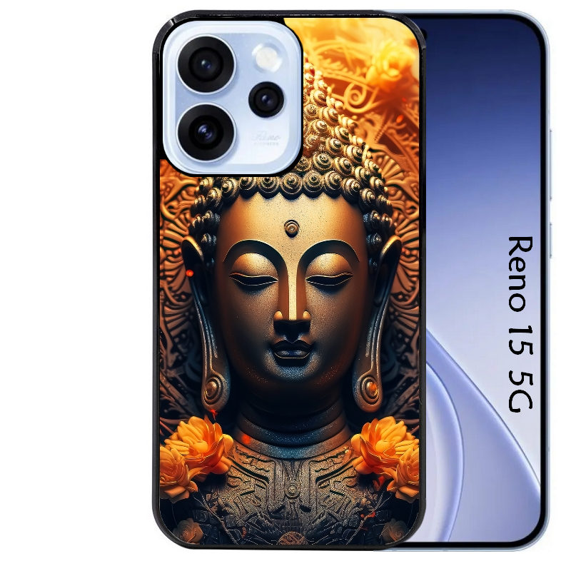 Coque noire taperso pour OPPO Reno 15 et F FS 5G avec motif bouddha et fleur protection antichoc personnalisée