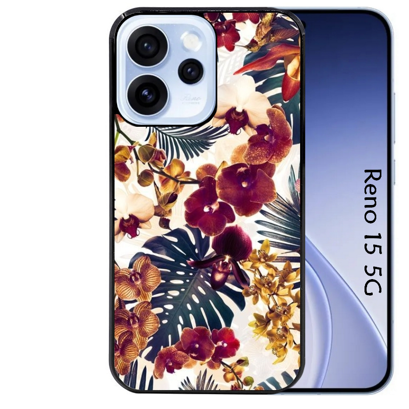 Coque noire taperso pour OPPO Reno 15 et F FS 5G avec motif jungle couleurs d'automne protection antichoc personnalisée
