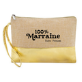Pochette personnalisée 100% marraine en jute et doré en jute et doré