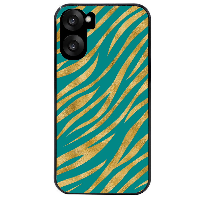 Coque noire taperso pour OnePlus Nord CE5 avec motif zebre vert protection antichoc personnalisée