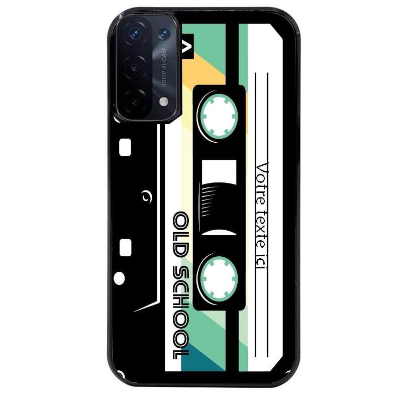 Coque noire taperso pour OPPO A54 et A74 5G personnalisable avec motif cassette vintage protection antichoc personnalisée