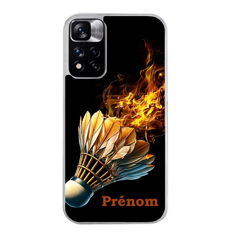 Coque taperso pour Redmi Note 10 4G 5G PRO 10S avec motif badminton flamme personnalise protection antichoc personnalisée