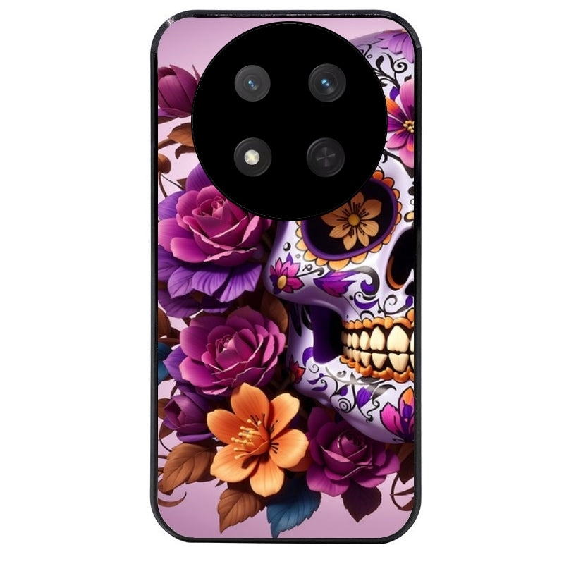 Coque noire taperso pour Magic 7 LITE et PRO avec motif tete de mort calavera violette protection antichoc personnalisée
