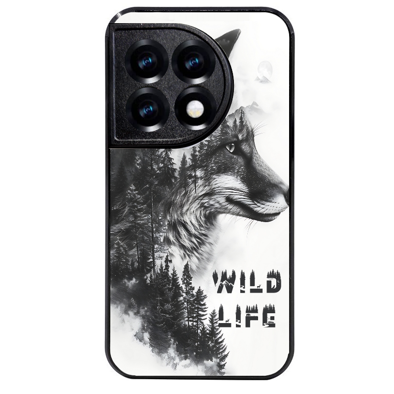 Coque noire taperso pour OnePlus 11 et 12 avec motif renard fox wild protection antichoc personnalisée