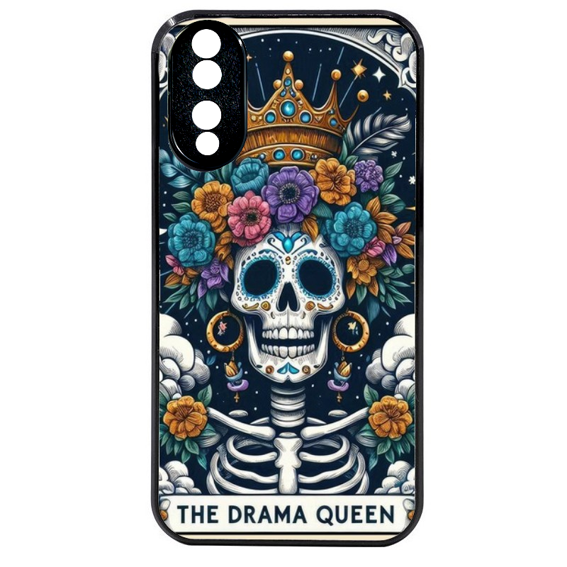 Coque noire taperso pour Honor 70 LITE 90 et LITE avec motif tete de mort drama queen protection antichoc personnalisée