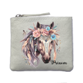 Porte monnaie personnalisé cheval boho ivoire en feutrine en feutrine ivoire