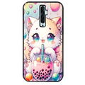 Coque noire taperso pour OPPO Reno 2 et 2Z avec motif chat bubble style manga protection antichoc personnalisée