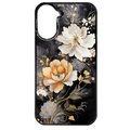Coque noire taperso pour POCO C71 4G avec motif fleur blanche protection antichoc personnalisée