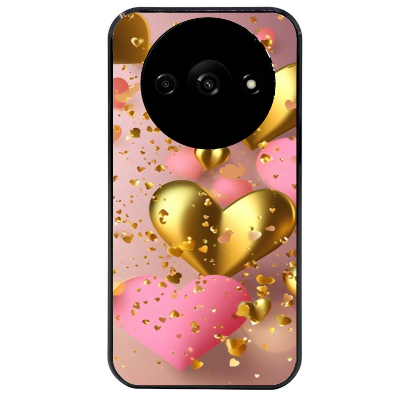 Coque noire taperso pour Redmi A3 avec motif coeur rose protection antichoc personnalisée