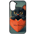 Coque noire taperso pour POCO C71 4G avec motif chat et coeur avec prenom protection antichoc personnalisée