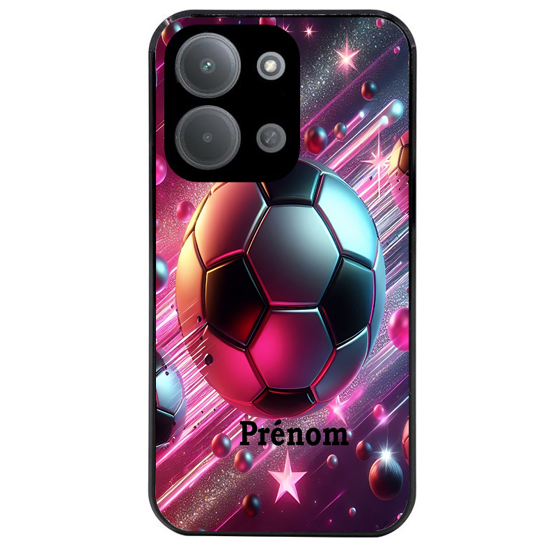 Coque noire taperso pour POCO C85 avec motif foot etoile personnalisee protection antichoc personnalisée