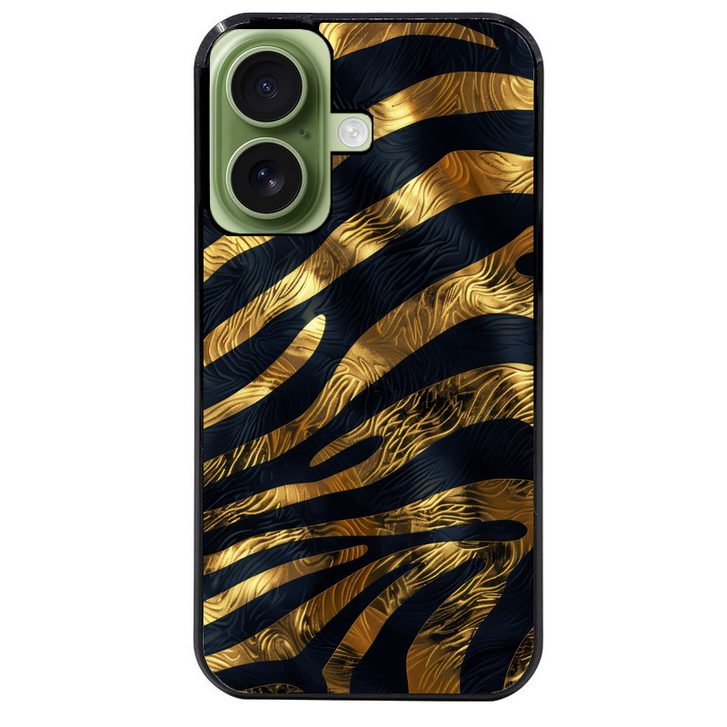 Coque noire taperso pour Iphone 17 17E AIR MAX PRO avec motif zebre gold protection antichoc personnalisée