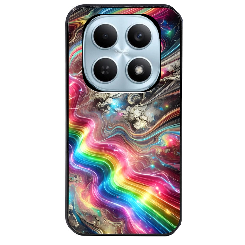Coque noire taperso pour POCO M8 5G et PRO 5G avec motif marbre arc en ciel protection antichoc personnalisée