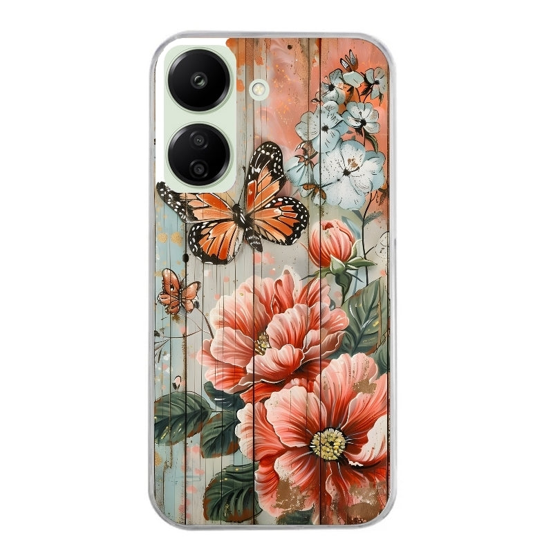 Coque taperso pour POCO C65 4G avec motif bois et papillon 3 protection antichoc personnalisée