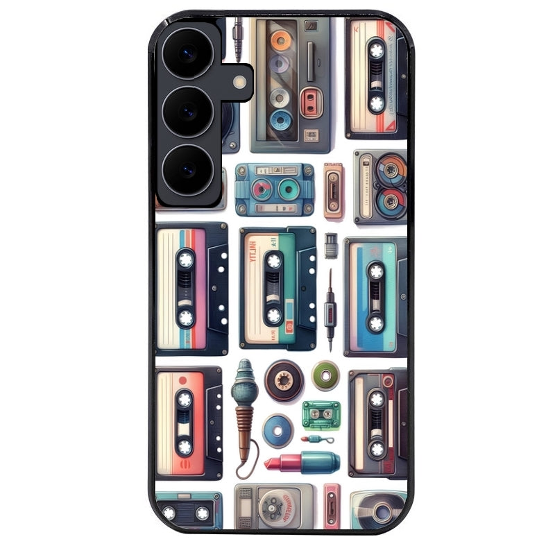 Coque noire taperso pour galaxy A06 A16 A26 A36 A56 avec motif cassette multi protection antichoc personnalisée