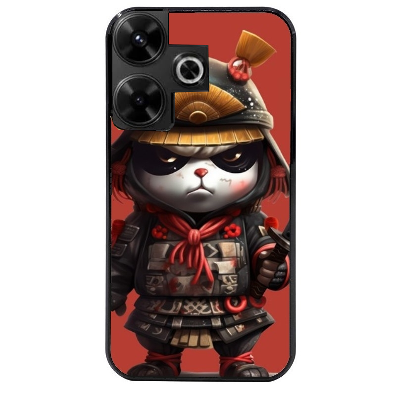 Coque noire taperso pour POCO M6 4G avec motif panda et samourai protection antichoc personnalisée