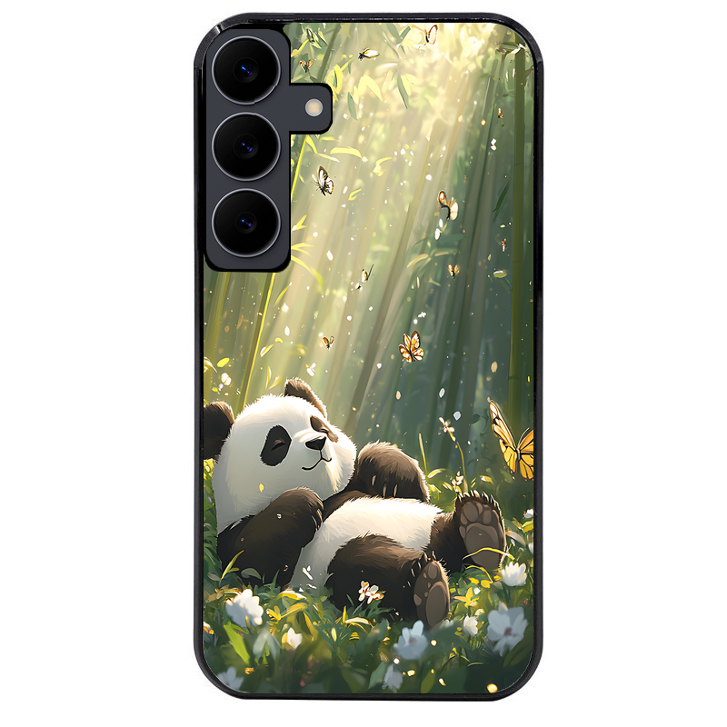 Coque noire taperso pour galaxy A06 A16 A26 A36 A56 avec motif panda bambou protection antichoc personnalisée