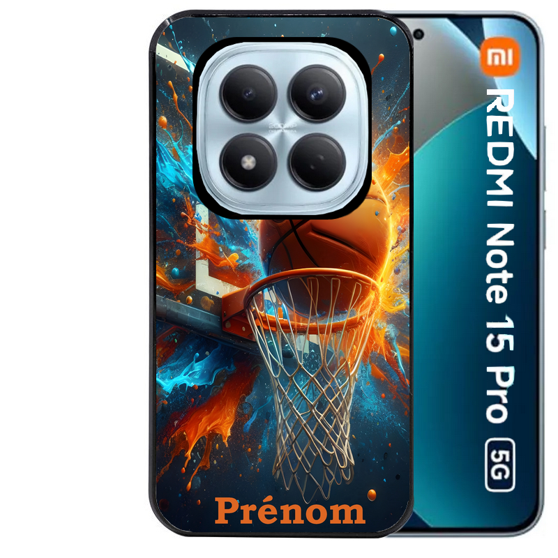 Coque noire taperso pour Redmi Note 15 et PRO PLUS 4G 5G avec motif basket ball color personnalise protection antichoc personnalisée