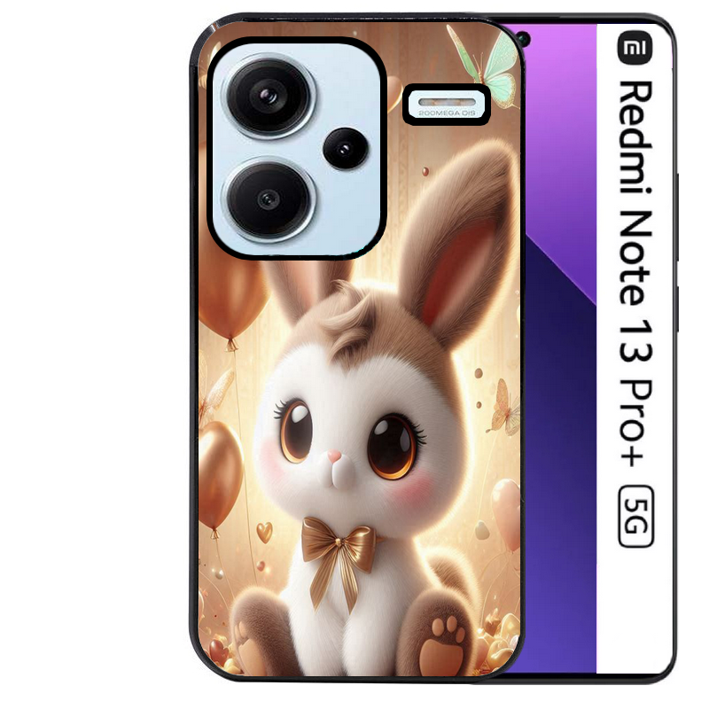 Coque noire taperso pour Redmi Note 13 PRO PLUS 5G avec motif lapin ballon protection antichoc personnalisée