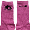 Chaussettes personnalisées paillettes rose motif éléphant maman