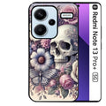 Coque noire taperso pour Redmi Note 13 PRO PLUS 5G avec motif tete de mort pastel protection antichoc personnalisée