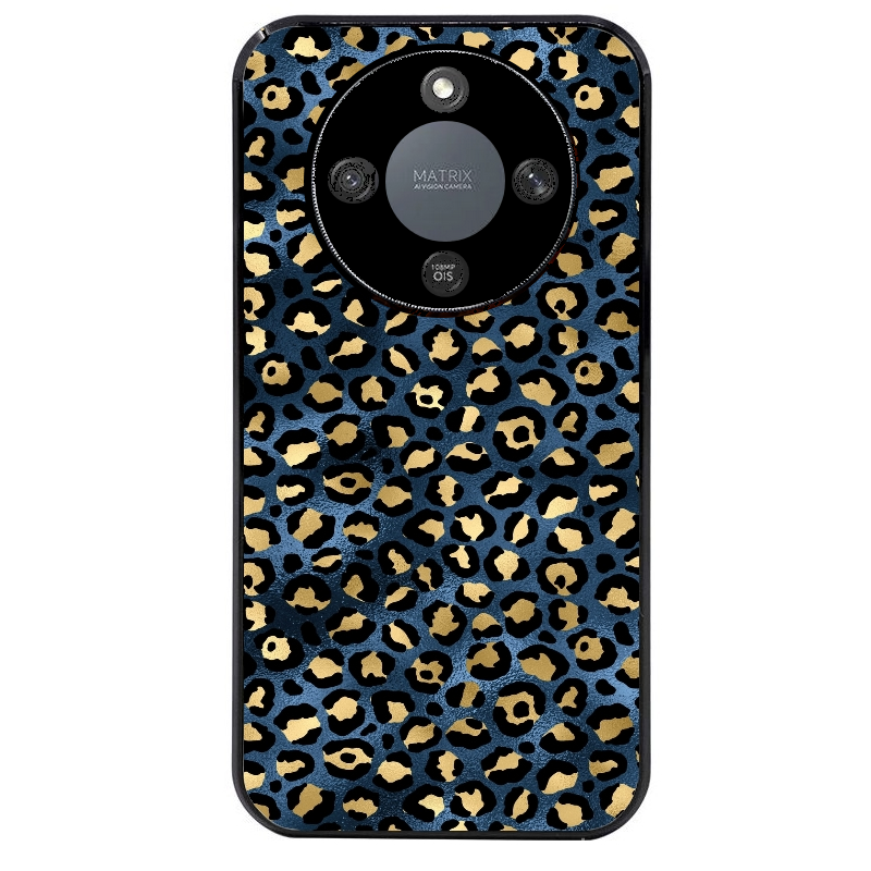 Coque noire taperso pour Magic 8 LITE et PRO avec motif leopard bleu protection antichoc personnalisée