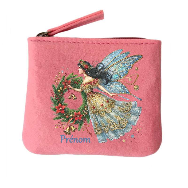 Porte monnaie personnalisé fee noel en feutrine en feutrine