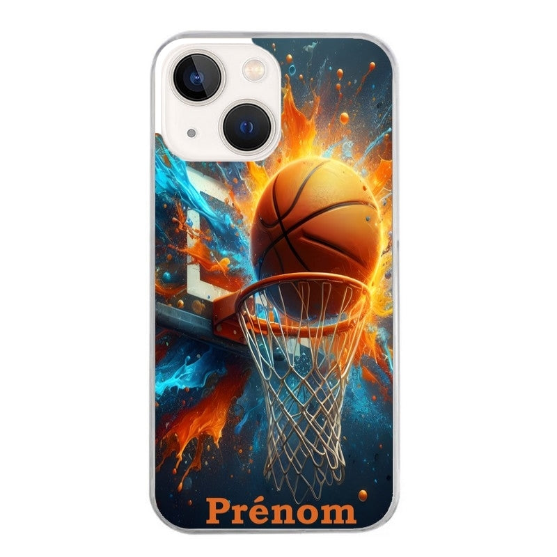 Coque taperso pour Iphone 13 et PRO MINI PRO MAX avec motif basket ball color personnalise protection antichoc personnalisée