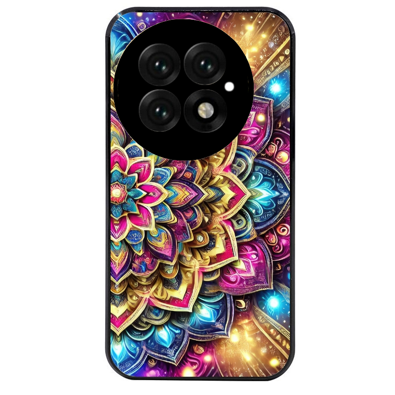 Coque noire taperso pour OnePlus 13 avec motif mandala 2 protection antichoc personnalisée