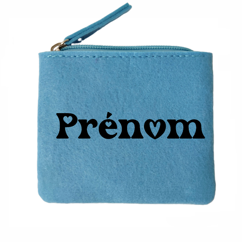 Porte monnaie avec votre prenom coeur en feutrine en feutrine