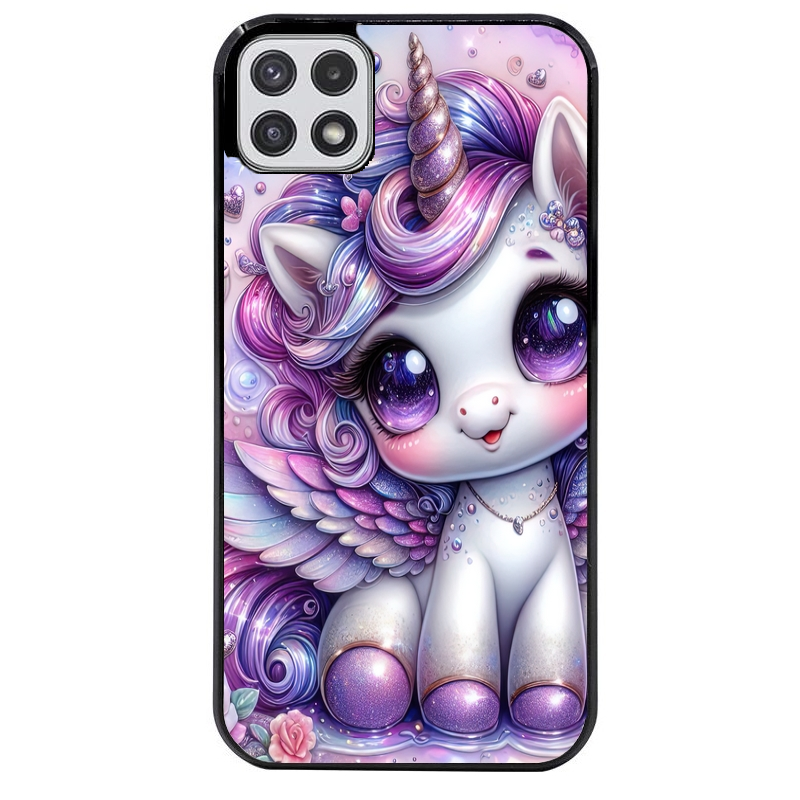 Coque noire taperso pour galaxy A22 A32 A52 A52S 4G 5G  avec motif licorne violette protection antichoc personnalisée