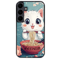 Coque noire taperso pour galaxy A06 A16 A26 A36 A56 avec motif chat ramen cerisier protection antichoc personnalisée