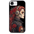 Coque noire taperso pour Iphone 16 16E PLUS MAX PRO avec motif tete de mort rock protection antichoc personnalisée