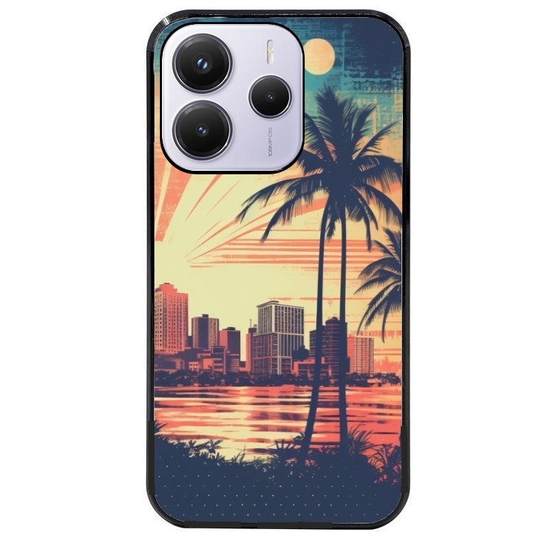 Coque noire taperso pour Redmi Note 14 et PRO PLUS 4G 5G avec motif hawaii retro protection antichoc personnalisée