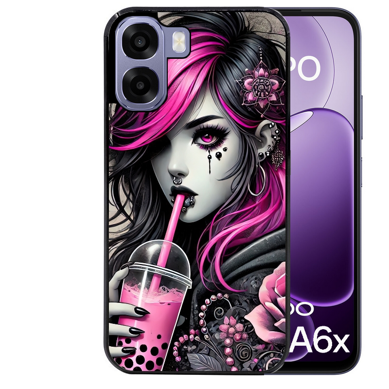 Coque noire taperso pour OPPO A6 A6X 4G et 5G avec motif anime et gothic boba protection antichoc personnalisée
