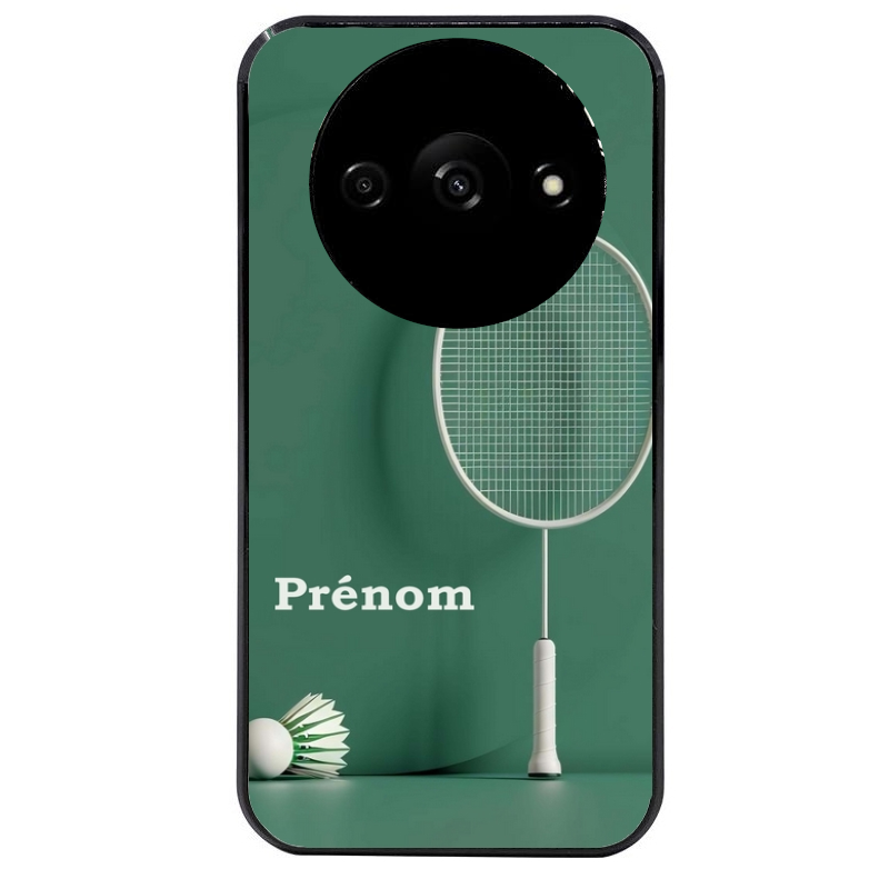 Coque noire taperso pour Redmi A3 avec motif badminton sport personnalise protection antichoc personnalisée