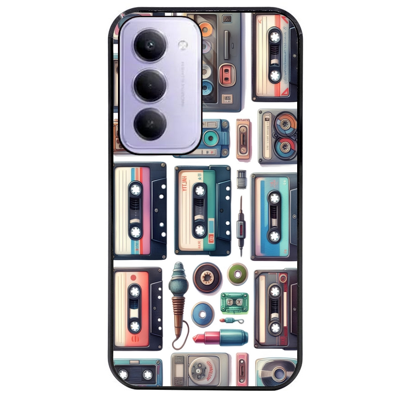 Coque noire taperso pour Redmi 15 4G et 5G avec motif cassette multi protection antichoc personnalisée