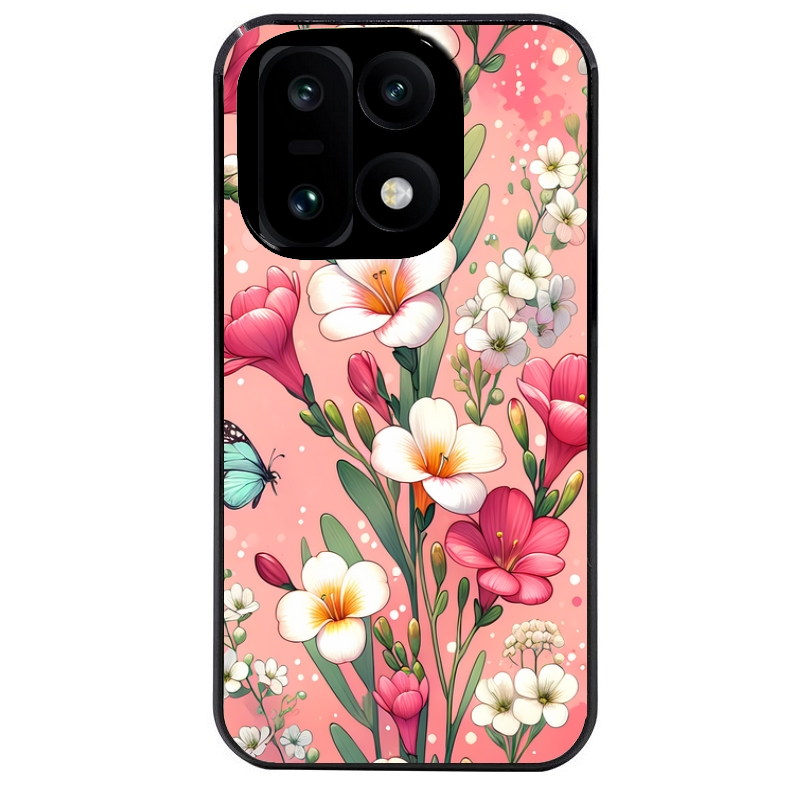 Coque noire taperso pour OnePlus 15 avec motif fleur rose protection antichoc personnalisée