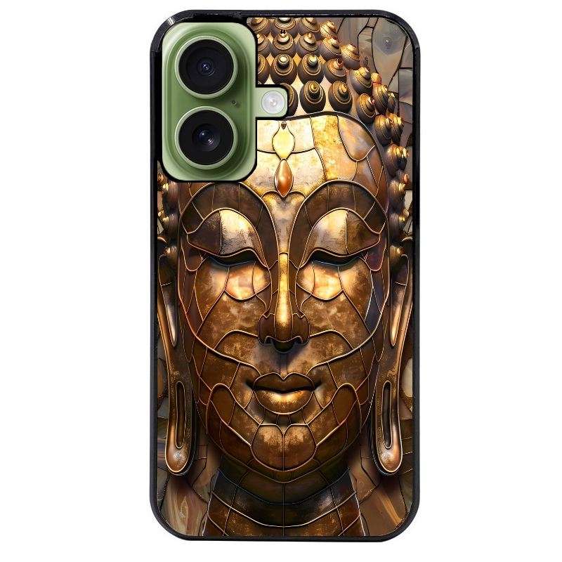 Coque noire taperso pour Iphone 17 17E AIR MAX PRO avec motif bouddha et mosaique protection antichoc personnalisée