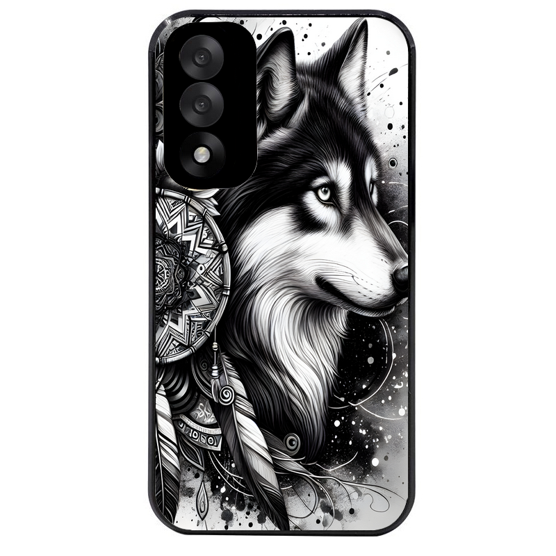 Coque noire taperso pour OnePlus Nord 5 avec motif loup dreamcatcher protection antichoc personnalisée
