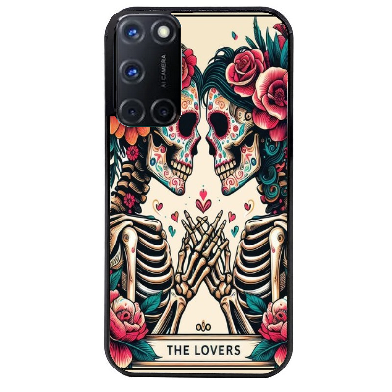 Coque noire taperso pour OPPO A72 4G avec motif tete de mort lovers protection antichoc personnalisée