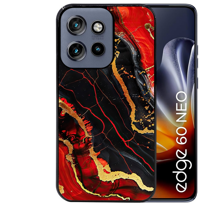 Coque noire taperso pour Moto Edge 60 et Neo Fusion Pro avec motif marbre rouge protection antichoc personnalisée