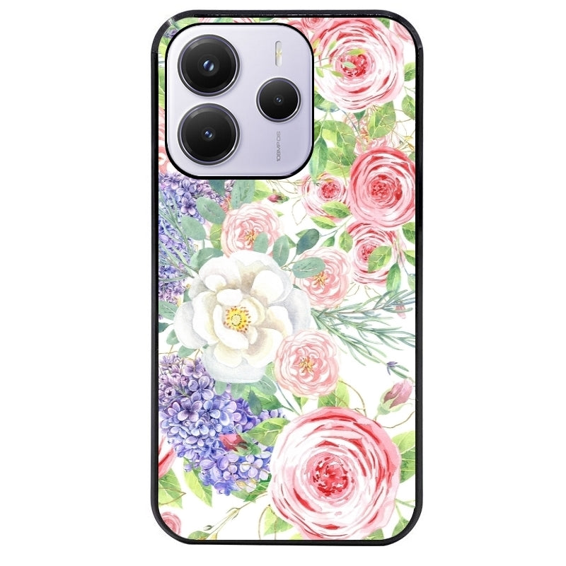 Coque noire taperso pour Redmi Note 14 et PRO PLUS 4G 5G avec motif fleur couleur pastel protection antichoc personnalisée