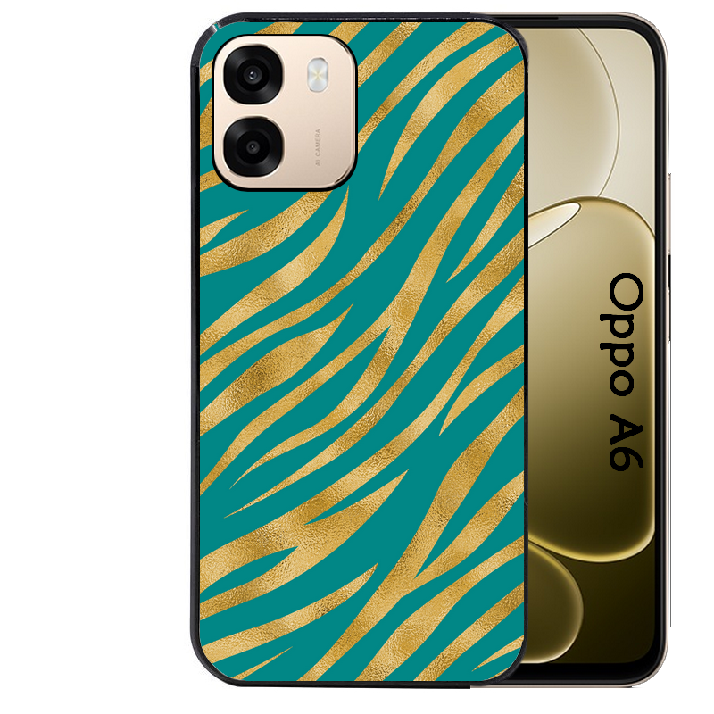 Coque noire taperso pour OPPO A6 A6X 4G et 5G avec motif zebre vert protection antichoc personnalisée